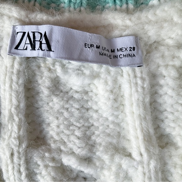 Zara Cable Knit Fair Isle Print Sweater Vest Size M - Picture 7 of 9
